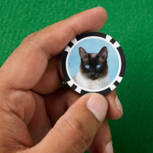 Fichas De Póquer Pintura de Gato Siames Original Arte Animal