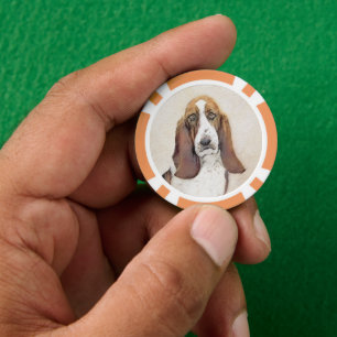 Fichas De Póquer Pintura de hebilla de basset - Arte de perro origi