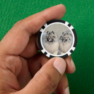 Fichas De Póquer Pintura de Keeshond Brothers - Arte Perro Original
