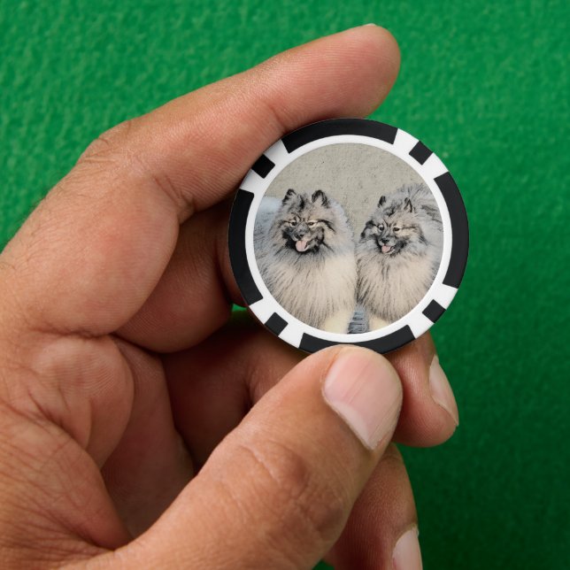 Fichas De Póquer Pintura de Keeshond Brothers - Arte Perro Original (Mano)