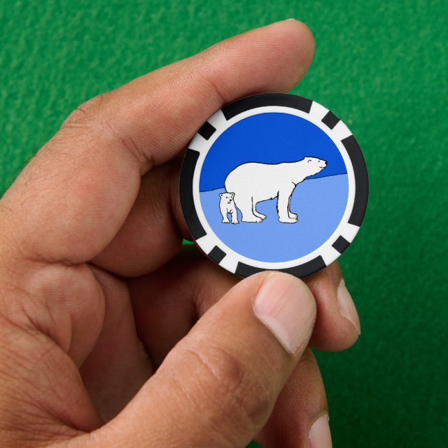 Fichas De Póquer Pintura de oso polar y de cachorro - Arte de vida  (Mano)
