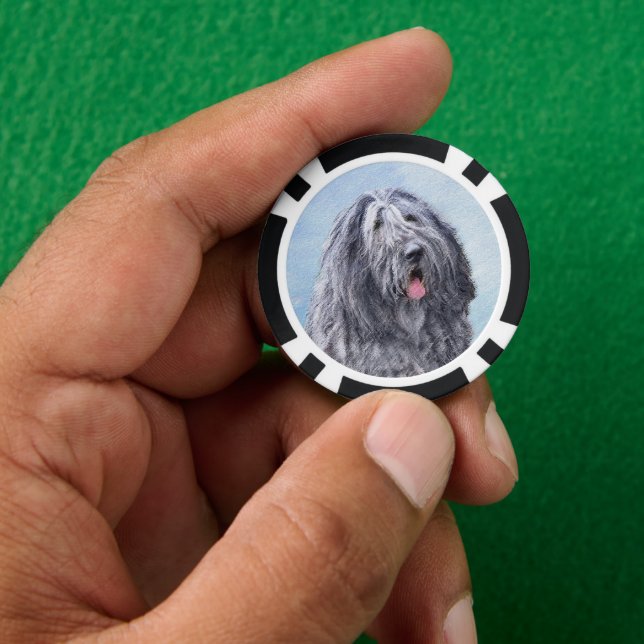 Fichas De Póquer Pintura de perro pastor de Bergamasco - Perro orig (Mano)