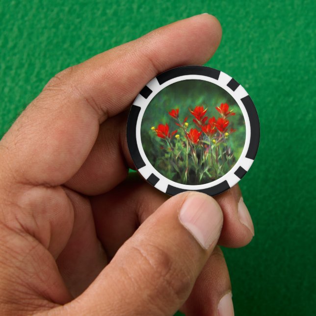 Fichas De Póquer Pintura de pincel indio - Arte de flores original (Mano)