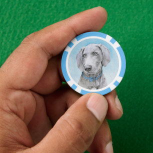 Fichas De Póquer Pintura de Weimaraner - Arte de Perro Original.