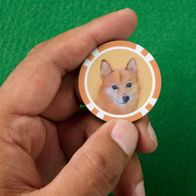 Fichas De Póquer Pintura finlandesa de Spitz - Arte de perro origin (Mano)