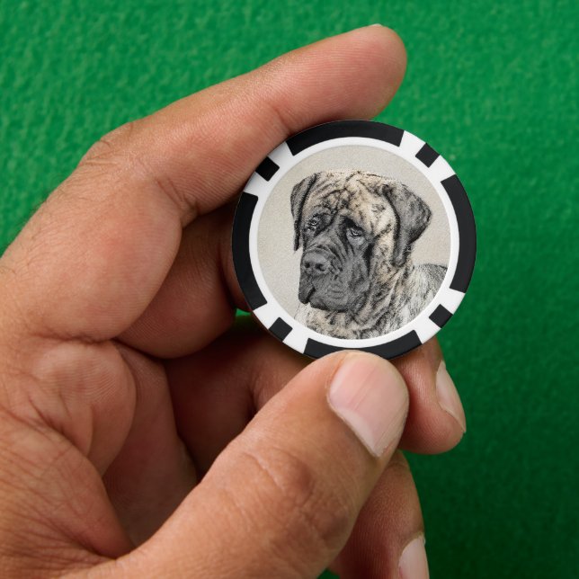 Fichas De Póquer Pintura inglesa de castiff (Brindle) - Arte de per (Mano)