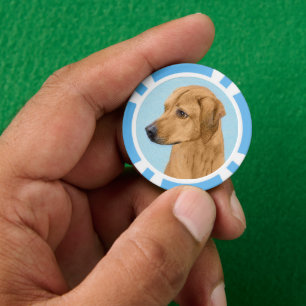 Fichas De Póquer Pintura Ridgeback Rhodesiana - Arte Perro Original