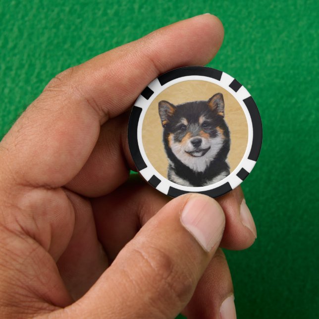 Fichas De Póquer Pintura Shiba Inu (Negro y Tan) - Arte de perro (Mano)