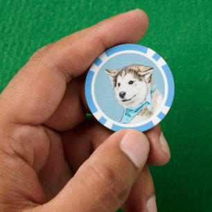 Fichas De Póquer Pintura siberiana Husky de pipa - Arte original de