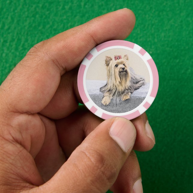 Fichas De Póquer Pintura Terrier de Yorkshire - Arte Perro Original (Mano)