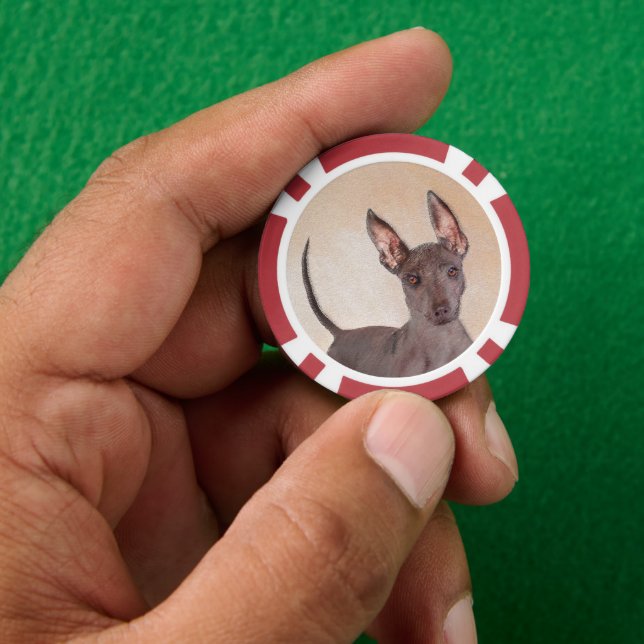 Fichas De Póquer Pintura Xoloitzcuintli - Arte Perro Original Cuto (Mano)