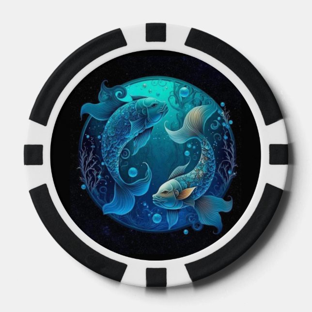 Fichas De Póquer Pisces Zodiac Poker Chips-Astrología Estilo Casino (Anverso)