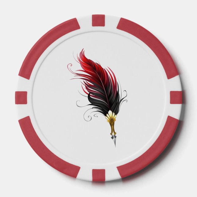 Fichas De Póquer Pluma de plumas rojas con nido de oro (Anverso)