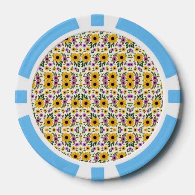 Fichas De Póquer Poker chips with a vibrant floral pattern (Anverso)