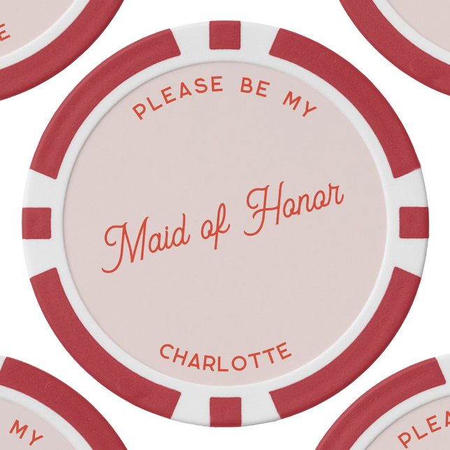 Fichas De Póquer Propuesta personalizada de doncella de honor (Personalized Maid of Honor proposal blush pink poker chip)
