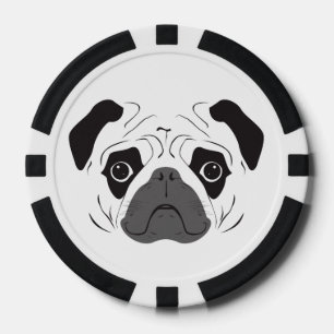 Fichas De Póquer Pug Face Silhouette