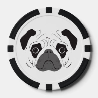 Fichas De Póquer Pug Face Silhouette
