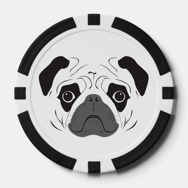 Fichas De Póquer Pug Face Silhouette (Anverso)