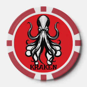 Fichas De Póquer Pulpo Kraken Calamar Personalizado Nombre