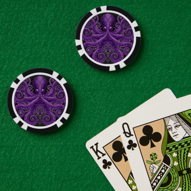 Fichas De Póquer Pulpo Morado Victoriano Steampunk Kraken (Mesa de Poker (Doble))