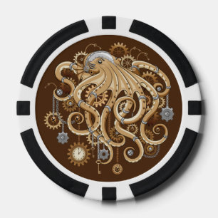 Fichas De Póquer Pulpo Steampunk Retro Fantasía Mecánica