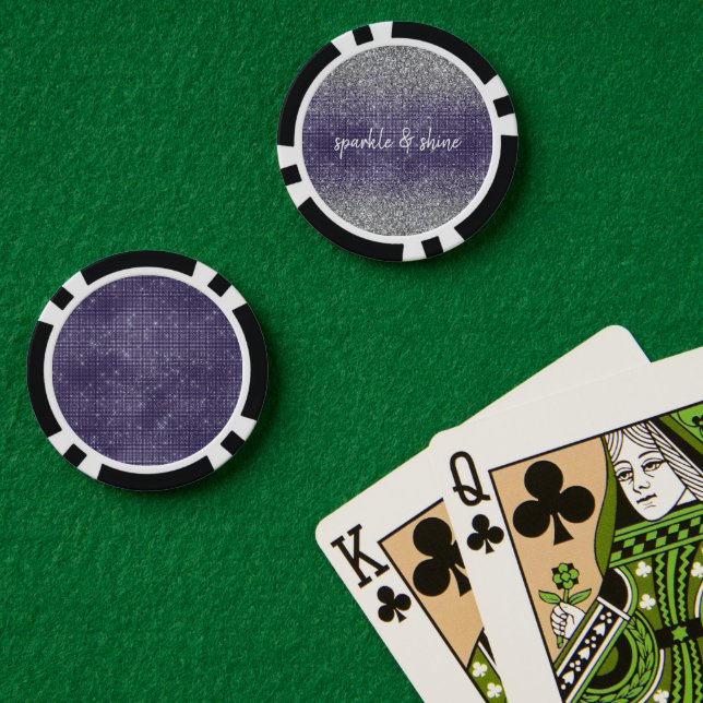 Fichas De Póquer Purpurina plateado morado (Mesa de Poker (Doble))