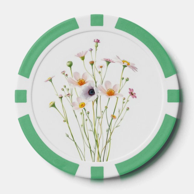Fichas De Póquer Ramo de acuarela de flores silvestres (Anverso)