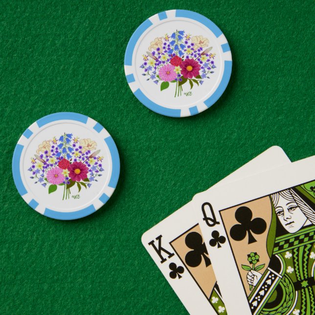 Fichas De Póquer Ramo de flores Black (Mesa de Poker (Doble))