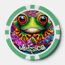 Fichas De Póquer Rana Hormigón Abstracto Floral Ranas Personalizada