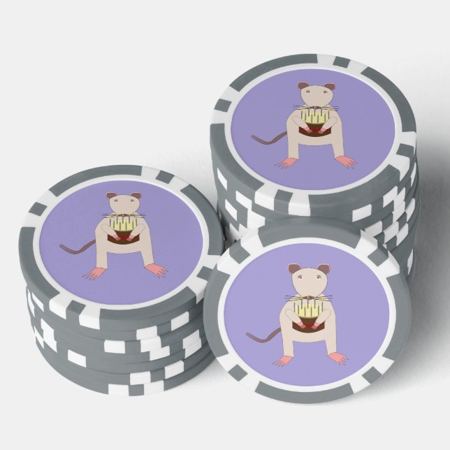 Fichas De Póquer Rata siamesa con pastel de cumpleaños (Pila)