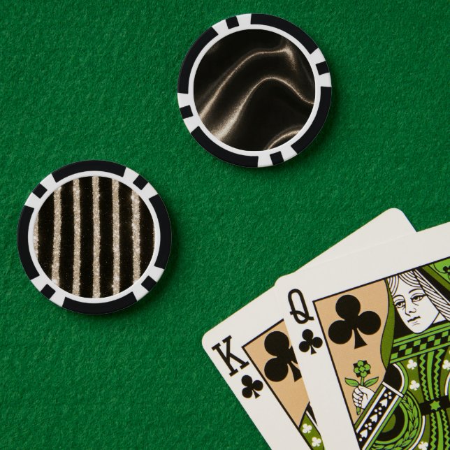 Fichas De Póquer Rayas de brillo de oro negro (Mesa de Poker (Doble))