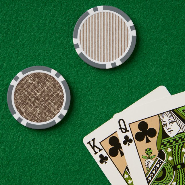 Fichas De Póquer Rayas Marrones Crema Acogedoras   (Mesa de Poker (Doble))