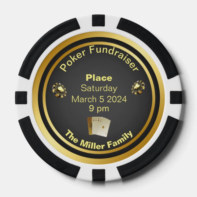 Fichas De Póquer Recaudación de fondos de Black and Gold Poker (Anverso)