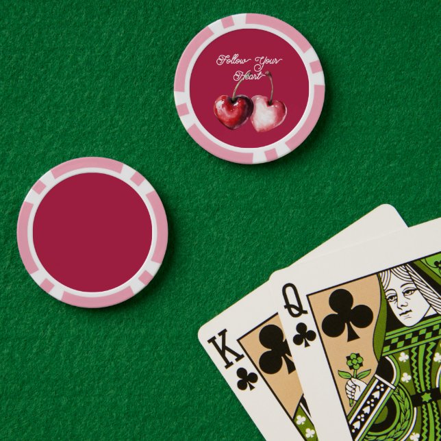 Fichas De Póquer Red Cherry Hearts (Mesa de Poker (Doble))