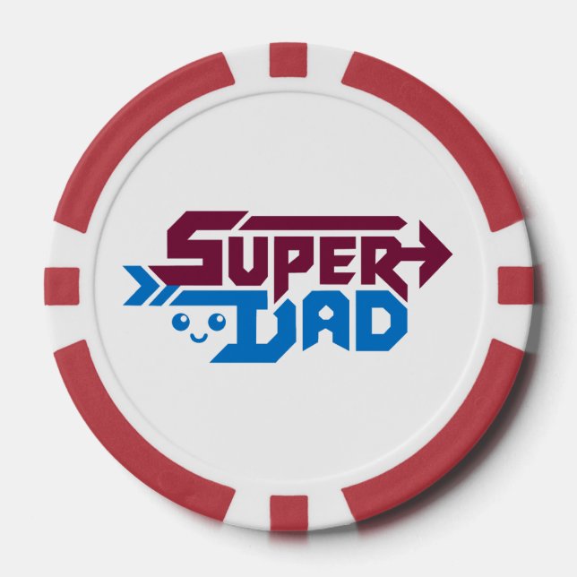 Fichas De Póquer Regalo para Super Papá Jugador – Retro Adorable (Anverso)