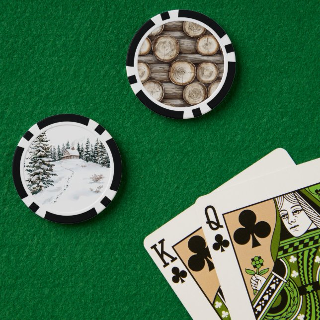 Fichas De Póquer Registros de Navidad de Cabaña de Invierno (Mesa de Poker (Doble))