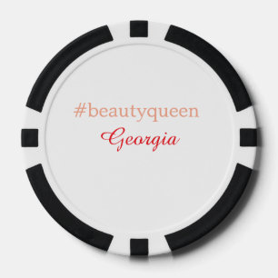 Fichas De Póquer Reina de la belleza hashtag rojo claro agregar nom