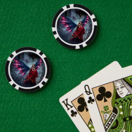 Fichas De Póquer Reina Hada de Fantasía Oscura con Alas de Mariposa