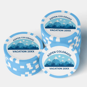 Fichas De Póquer Resort de esquí personalizado viaje Colorado Blue 