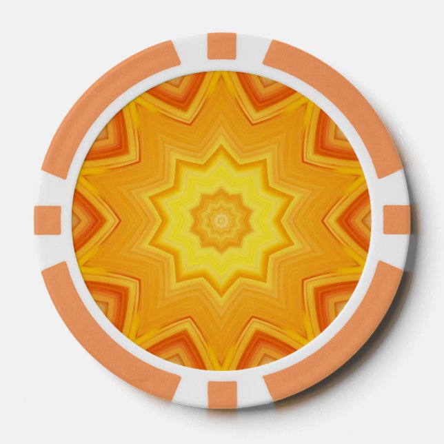 Fichas De Póquer Resumen naranja y amarillo Kaleidoscope (Anverso)