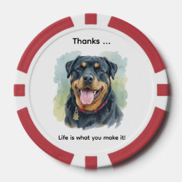 Fichas De Póquer Retrato personalizado de mascota Rottweiler en acu