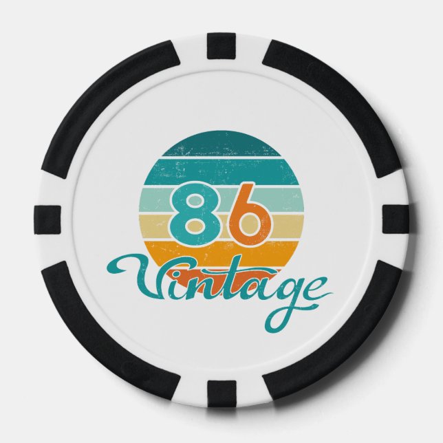 Fichas De Póquer Retro Sunset 86 Vintage Distressed (Anverso)