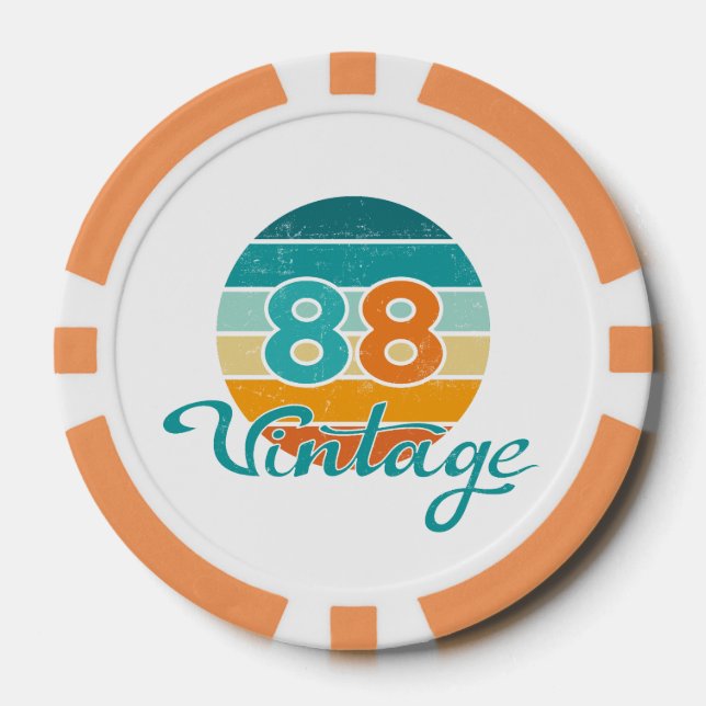 Fichas De Póquer Retro Sunset 88 Vintage Distressed (Anverso)