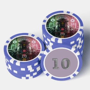 Fichas De Póquer Robot 1 chip de poker a rayas azul 10