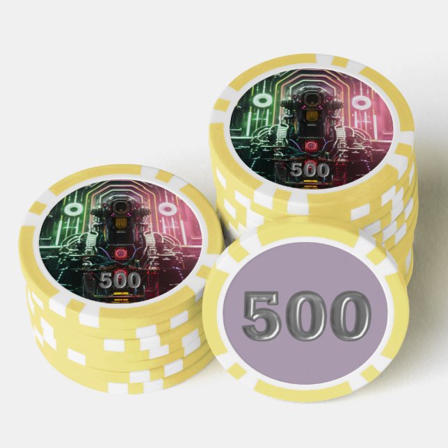 Fichas De Póquer Robot 1 chip de poker rayado amarillo 500 (Pila)
