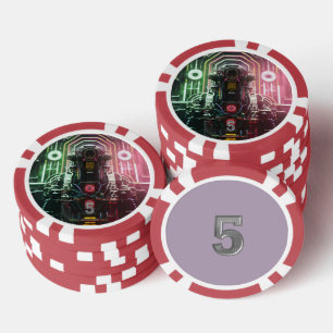 Fichas De Póquer Robot 1 chip de poker rayado rojo 5