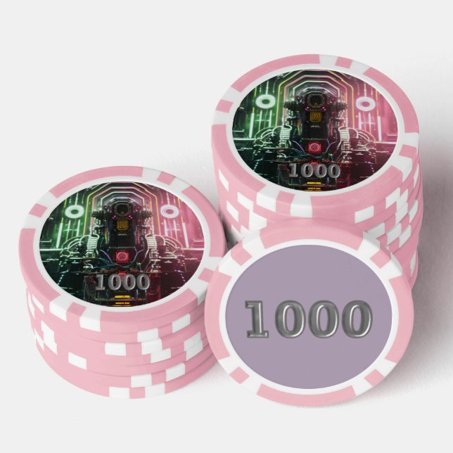 Fichas De Póquer Robot 1 chip de poker rayado rosa 1000 (Pila)
