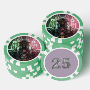Fichas De Póquer Robot 1 green 25 striped poker chip