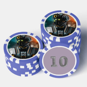 Fichas De Póquer Robot 3 chip de póker a rayas azul 10