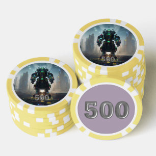 Fichas De Póquer Robot 4 chip de poker rayado amarillo 500